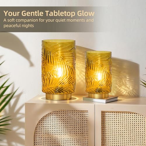 Battery Operated Table Lamp, Cordless Lamps for Home Decor, Battery Powered Nightlight with LED Bulb with Timer, Decorative Lights for Living Room Bedroom Tabletop Entryway Centerpiece Gift(S Yellow) - color: Yellow, size: Small