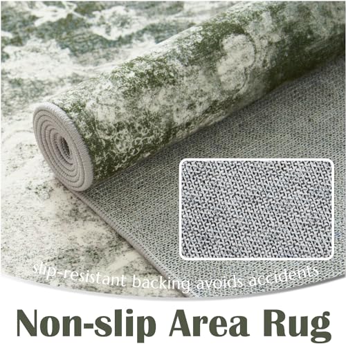 jinchan Green Floral 2x3 Rugs for Entryway - Vintage Washable Area Rug Ultra-Thin Low-Pile Soft Small Non-Slip Distressed Doormat for Entrance Kitchen Bedroom Bathroom (2x3ft,Forest Green) - color: Fairyland Forest Green, size: 2' x 3' (Buttery Soft)