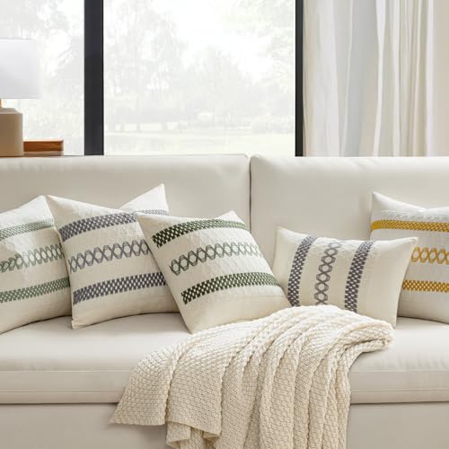 MIULEE Set of 2 Gray Boho Decorative Pillow Covers 18x18 Inch Farmhouse Rustic Couch Throw Pillows Modern Spring Cotton Cushion Covers Retro Cute Macrame Woven Home Decor for Bed Sofa Chair - color: Gray, size: 18" x 18" (Pack of 2)