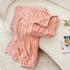 3D Bubble Plush Blanket Textured Fleece Throw Soft Warm Cozy Blanket Couch Bed Throw Pink 50x60 Inches - color: Petal Pink, size: Throw(50"x60"）