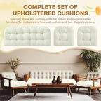 Barydat 3 Pack Wicker Furniture Cushions Waterproof Outdoor/Indoor Tufted Wicker Chair Cushions 1 Loveseat and 2 U-Shape Rattan Chairs for Patio Furniture, Rattan Love Seat, Bench(Cream) - color: Cream