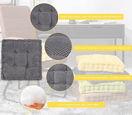 ChezMax Floor Pillow & Cushion, Large Meditation Chair Cushions, Thick Square Seat Pad, Soft Velvet Tufted Seating Pouf for Indoor/Outdoor Yoga Bench Rocking Chair Room Tatami Sofa, Grey 16"x16" - color: Grey S