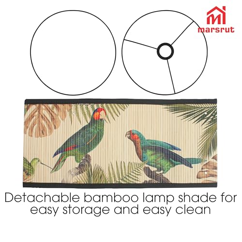 Retro Lamp Shade, E27 11.8"x7.9" Vintage Printed Art Deco Chandelier Cover Lampholder, Unique Drum Spider Japanese Tropical Funky Decorative Bamboo Lampshade for Hanging Table Floor Light (Bird B) - color: Bird B