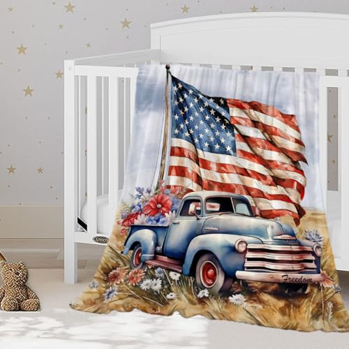 YeeJu Patriotic Throw Blanket for Baby Small 4th of July Memorial Day Fourth of July Blanket for Toddler Swaddle Soft Fleece Blanket Red White Blue Star Independence Veteran Day Blanket 30x40 - color: Flag-10, size: 30"x40"
