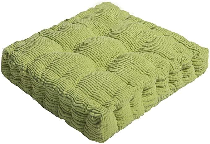 ChezMax Floor Pillow & Cushion, Large Meditation Chair Cushions, Thick Square Seat Pad, Soft Velvet Tufted Seating Pouf for Indoor/Outdoor Yoga Bench Rocking Chair Room Tatami Sofa, Green 18" x 18" - color: Green M
