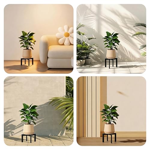 Plant Stand Indoor, Heavy Duty Metal Cross Shape Flower Pot Holder with Adjustable Feet for Uneven Floor, Easy Assembly, Suitable for 4" - 10" pots, Black - size: 1 Pack - Small