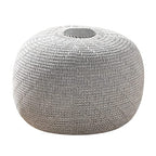 Large Ottoman Foot Stool, Knitted Foot Rest, Round Pouf Chair, Modern Living Room Furniture Bean Bag, Room Decor, Bedroom Footstool, Boho Pouffe, Home Decor Poof, 20" W x 15" H, Gray