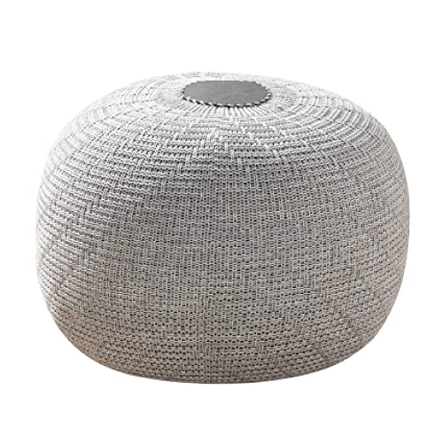 Large Ottoman Foot Stool, Knitted Foot Rest, Round Pouf Chair, Modern Living Room Furniture Bean Bag, Room Decor, Bedroom Footstool, Boho Pouffe, Home Decor Poof, 20" W x 15" H, Gray