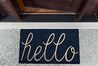 DII Hello Coir Fiber Doormat Non-Slip Durable Outdoor/Indoor, Pet Friendly, 18x30, Navy - color: Navy