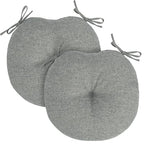 FUNHOME 15"x15"x4" Bistro Chair Cushion Set of 2, Water Repellent Round Outdoor Chair Cushions with Ties, Patio Tufted Chair Pads for Home Garden (Light Gray) - color: Light Gray