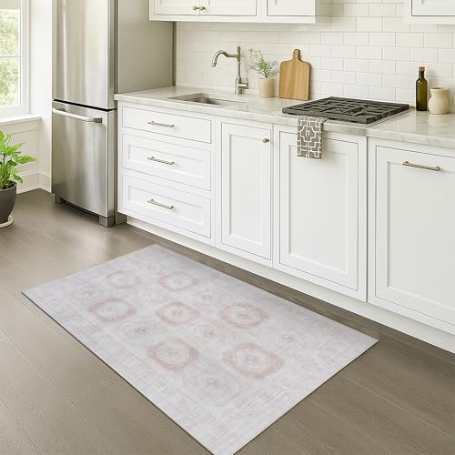Fame Rugs Modern Oushak Rug 2x3, Vintage Doormat Turkish Colorful Oriental Antique Inspired Washable Small Area Rug, Luxury Living Room Bedroom (381LB, 2' x 3') - color: 405cb, size: 2'6" x 5' (Rectangular)