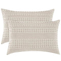 PHF 100% Cotton Waffle Pillow Shams Standard Size, 2 Pack 20" x 26" Soft Skin-Friendly Pillowcases, No Filling, Aesthetic Woven and Breathable Waffle Weave Pillow Case Covers for Bed, Oatmeal - color: Oatmeal, size: 26" x 20" (Pack of 2)