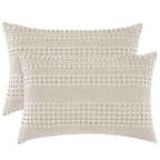 PHF 100% Cotton Waffle Pillow Shams Standard Size, 2 Pack 20" x 26" Soft Skin-Friendly Pillowcases, No Filling, Aesthetic Woven and Breathable Waffle Weave Pillow Case Covers for Bed, Oatmeal - color: Oatmeal, size: 26" x 20" (Pack of 2)