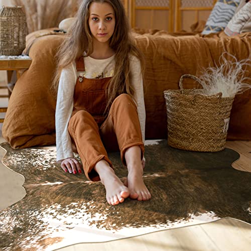 BENRON Faux Cowhide Rug Small, Western Cow Hide Rugs for Entryway Kitchen Hallyway Western Home Decor, Non Slip Cute Rug with Irregular Animal Skins and Hides, Olive Green, 2.3 x 3.6ft - color: Olive Green, size: 2'4" x 3'7" (Irregular)