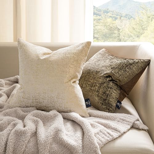 Phantoscope Pack of 2 Sparkling Velvet Decorative Throw Pillow Covers Soft Gold Glitter Square Cushion Cover Pillowcase for Couch Bed and Chair, Dark Brown, 12 x 20 inches, 30 x 50 cm - color: Dark Brown and Gold, size: 20" x 12" (Pack of 2)