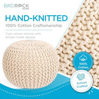 BIRDROCK HOME Round Pouf Ottoman Foot Rest - 18.5”x18.5”x15” Boho Compact Comfortable Soft Cotton Braided Foot Stool with Bean Bag Filling for Living Room, Bedroom, or Nursery (Natural) - color: Natural