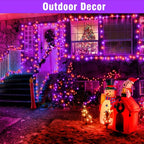 Nisocy 200 LED String Lights Outdoor Waterproof – Purple Orange Fairy Lights with Plug, Connectable Christmas Tree Lights for Patio, Garden, Bedroom, Wedding, Party, Decor (66FT) - style: 66FT, Purple Orange