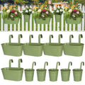 HowRU Metal Iron Flower Pots for Railing Fence Hanging Bucket Pots(5 Pcs) and Hanging Flower Pots Metal Iron Bucket Planter(10 Pcs) (Green) - color: Green
