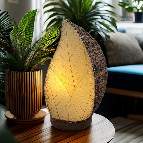 Eangee Home Design Leaflet Table Lamp Natural Shade Made of Real Cocoa Leaves 5 Inches Length x 7 Inches Width x 14 Inches Height (647 t n) - color: Natural