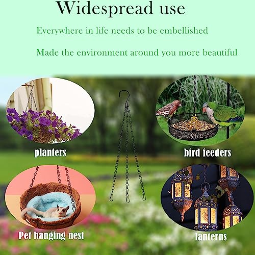 3 Pack16 inches Black Hanging Basket Chain,Flower Pot Basket Chains 3 Point Replacement Chain Hangers for Lanterns, Bird Feeders, Planters and Other Ornaments