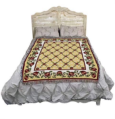 Pure Country Weavers Apple Season Blanket - Garden Floral Gift Tapestry Throw Woven from Cotton - Made in the USA (72x54) - color: Apple