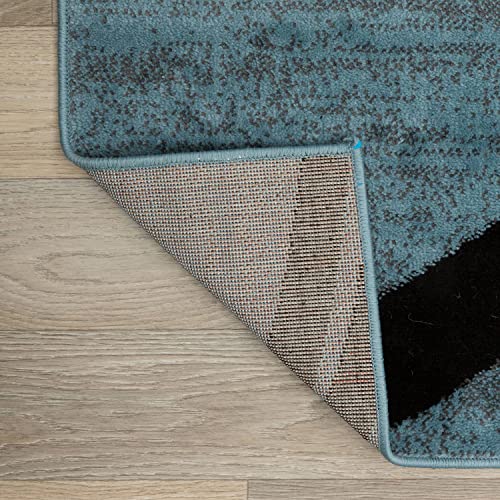Rugshop Modern Wavy Circles Design Accent Rug, Carpet with Jute Backing for Entryway, Bathroom, or Kitchen, Blue, 2' x 3' - color: Blue, size: 2' x 3' (Rectangular)