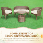 Barydat 3 Pack Wicker Furniture Cushions Waterproof Outdoor/Indoor Tufted Wicker Chair Cushions 1 Loveseat and 2 U-Shape Rattan Chairs for Patio Furniture, Rattan Love Seat, Bench(Cream) - color: Cream