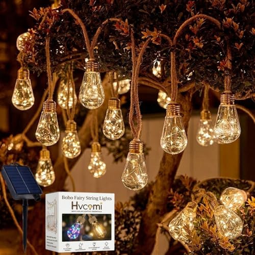 Boho Fairy String Lights Outdoor Backyard Solar String Lights LED for Garden Patio Porch Decor USB Waterproof Shatterproof Bulbs 8 Modes Edison Night Lamp Party Gift(33ft 16Lights,Warm Normal) - color: 33ft 16Lights, size: Warm Normal