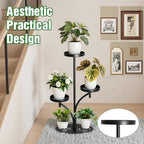3 Tier Metal Plant Stand Indoor Outdoor, Tall Black Plant Shelf, Heavy-duty Base in the Shape of a Four-leaf Clover, Tiered Modern Corner Shelf, Suitable for Courtyard, Patio, Living Room, Bedroom - size: 3Tirer-1Pack