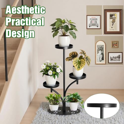 3 Tier Metal Plant Stand Indoor Outdoor, Tall Black Plant Shelf, Heavy-duty Base in the Shape of a Four-leaf Clover, Tiered Modern Corner Shelf, Suitable for Courtyard, Patio, Living Room, (2 Pack) - size: 3Tirer-2Pack
