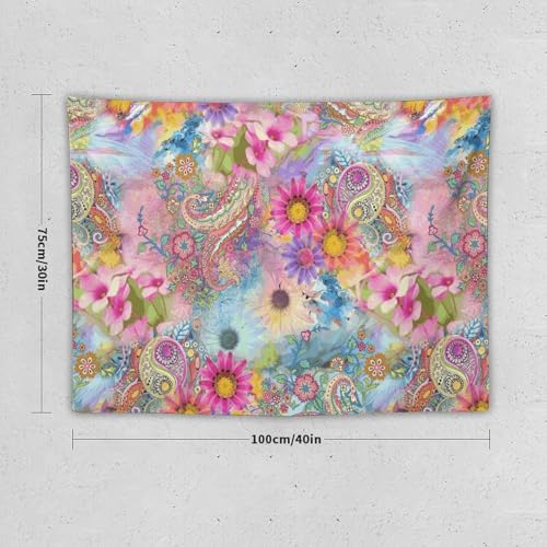 KANEPE Bohemian Tapestry Vintage Boho Flower Pattern Wall Hanging Tapestries Home Decor for Living Room Bedroom Apartments Farmhouse Dorm,40inx30in (102×76cm)【Small】 - color: Boho-17, size: 40Wx30L