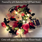 Fielegen 30 LED Rose Flower String Lights 8.2ft Artificial Flower Garland with Lights Hanging Fake Rose Flower Vine Lights for Garden Wedding Party Decor Birthday Bedroom Wall Decor