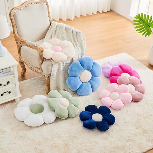 Kcvvcr Pink Flower Pillow, 19.6" Cute Flower Shaped Floor Pillow, Aesthetic Floral Plush Daisy Decorative Throw Pillows for Bed Sofa Couch - color: Al-light Pink, size: 19.6 Inch