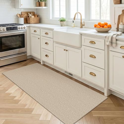 EARTHALL Washable Runner Rug 2x4 Ft Non Slip Runners for Hallways Cotton Rubber Backed Entryway Runner Braided Indoor Floor Runners Carpet for Entryway, Hallway, Kitchen, Bedroom, Black/Grey - color: Sand/Beige, size: 2' x 4' (Runner)