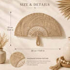 LOGOFUN Handmade Straw Woven Semicircle Fan Wall Art Decor | For Rustic Farmhouse Decoration, Boho Wedding Hanging Ornament
