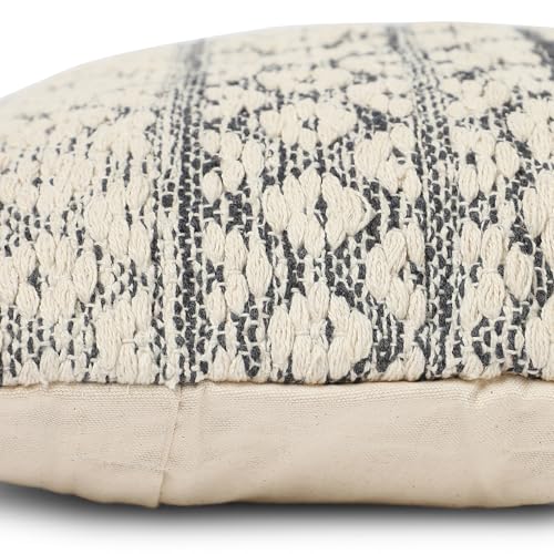 · REDEARTH · Tufted Throw Pillow Cushion Covers - Boho Textured Woven Decorative Cases Set for Couch - Sofa - Bed - Farmhouse - Chair - Covered Patio - car - 100% Cotton (18x18 ; Dark Gray) Pack of 2 - color: Gradient Diamonds Dark Gray, size: 18" x 18" (