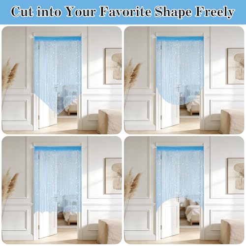 2 Pack 39 x 79 Inch String Curtains for Doorway, Home Decor Sequin Glitter String Curtain Boho Doors Tassel for Windows, Closet, Living Room, Bedroom, Hallway, Party (Blue) - color: Blue