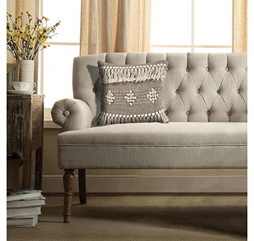 LR Home 20" x 20" Inches Geometric Cotton Throw Pillow Covers For Home Decor | Shabby Chic Boho Cushion Covers For Throw Pillows | Perfect For Living Room Couch & Bedroom Decorations | Beige/Black - color: Beige/Black, size: 20" x 20" (Pack of 1)