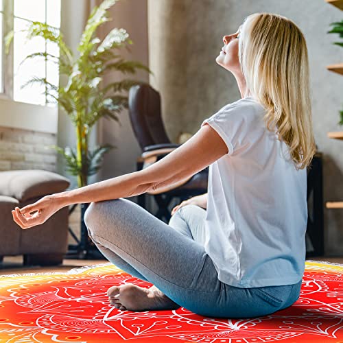 Large Microfiber Boho Mandala Beach Towel Round Bohemian Beach Blanket Hippie Indian Throw Blanket Beach Tapestry Sand Free Quick Dry Yoga Picnic Mat Wall Decor Circle Tablecloth Tassels,59'',Red - color: Red Mandala