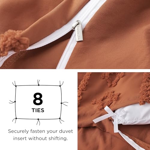 Bedsure Boho Duvet Cover King Size, Soft & Comfortable Elegant Design Boho Bedding for Decoration, Machine Washable Comforter Cover for All Seasons,Includes 1 Duvet Cover & 2 Pillow Shams,Terracotta - color: 05 - Terracotta - Elegant (No Comforter), size: