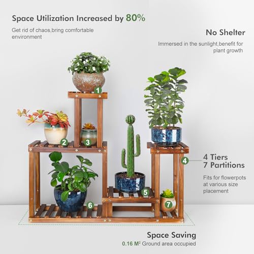 Plant Stand for multiple Plants Stands Indoor Outdoor Flower Pot Stand 5 Tiers Flower Shelf Rack Plants Stands for Patio Balcony Living Room （Upgrade 2 in 1 ）
