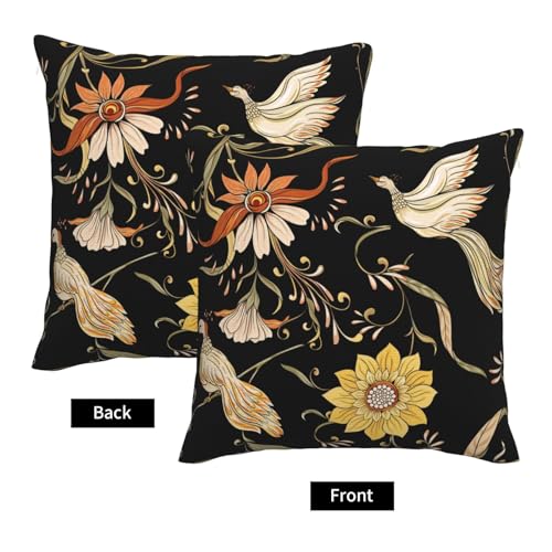 Flowers and Birds Pillow Covers 18 x 18 Set of 2 Vintage Floral Throw Pillow Cover Chinoiserie Decorative Pillowcases Farmhouse Home Decor for Couch Bed Sofa Outdoor - color: Chinoiserie