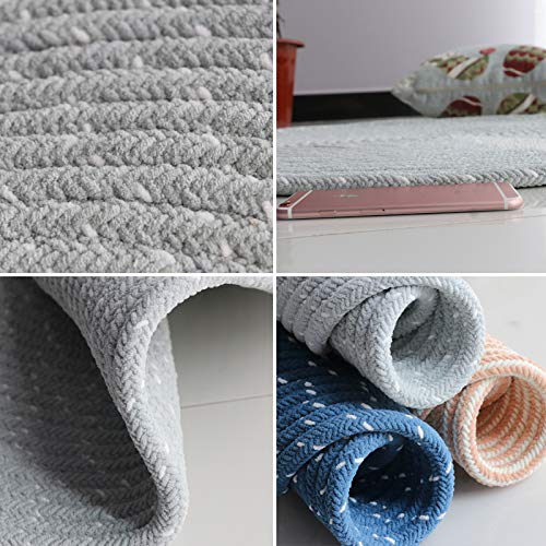 Hand Woven Round Area Rugs Living Room Bedroom Study Computer Chair Cushion Base Mat Round Carpet Lifts Basket Swivel Chair Pad Coffee Table Rug(4' Round, Gray) - color: Grey, size: 4' Round