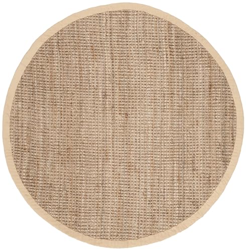 SAFAVIEH Natural Fiber Collection 5' Round Natural NF730C Handmade Farmhouse Premium Jute Area Rug - color: Natural, size: 5' (Round)