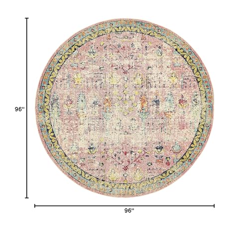 Rugs.com El Paso Collection Rug – 8 Ft Round Pink Medium Rug Perfect for Kitchens, Dining Rooms - color: Pink 2, size: 8' Round