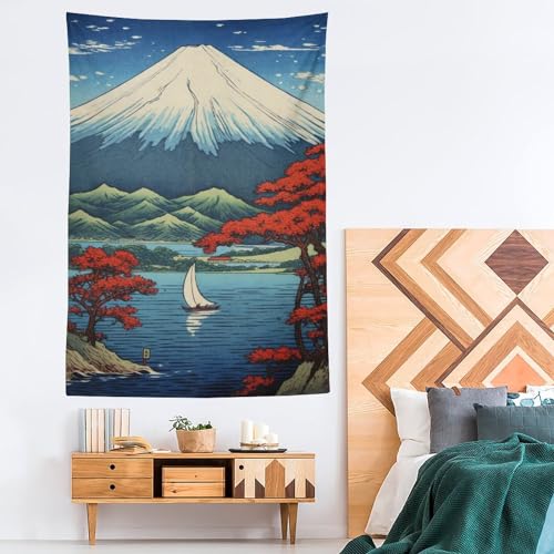 QEOPGNE Large Wall Tapestry Mount Fuji Mountain Landscape Lake Fall Leaves Japanese Painting Tapestry for Room Living Room Wall Decor Large Wall Art Tapestries 60"x90" - color: Style2, size: 90L" x 60W"