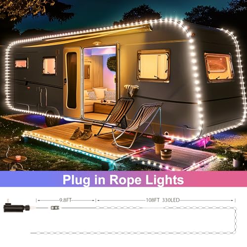 Minetom Rope Lights Color Changing, 16 Colors 108 FT 330 LED String Lights with Remote Timer, Waterproof Christmas String Light for Outside Bedroom Indoor Outdoor Decoration - size: 108 FT Not Connectable