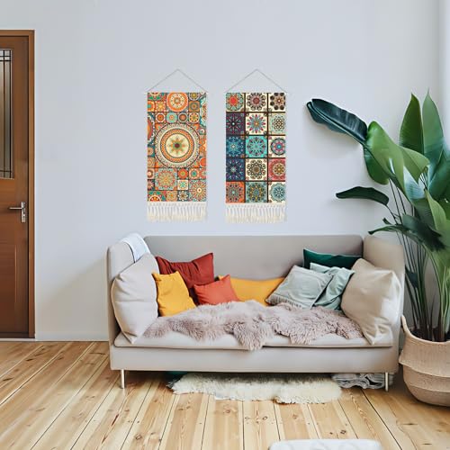 capasin Mandala Boho Macrame Wall Hanging Tapestry For Bedroom Tapestries Vertical Art Fabric Decor Door Living Room Bohemian (Style B, 17.5 * 43) - style: Style B