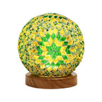 Table Lamp Turkish Mosaic Glass Night Light Bohemian Spherical Decorative Lamp for Dining Room Ambient Lighting Thanksgiving Party Living Room Decor Unique Home Gift (Boho-Green, Boho)4.72"*5.31" - style: Retro