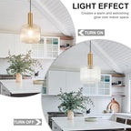 8 Inch Clear Glass Pendant Lights Small Modern Chandelier Pendant Lighting Mid Century Hanging Lights Adjustable Kitchen Island Light for Dining Room Bedroom Hallway - color: 8 Inch Clear